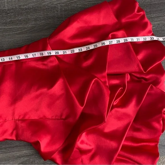 Jessica McClintock for Gunne Sax Red Bubble Dress String Crisscross Back - Picture 13 of 14